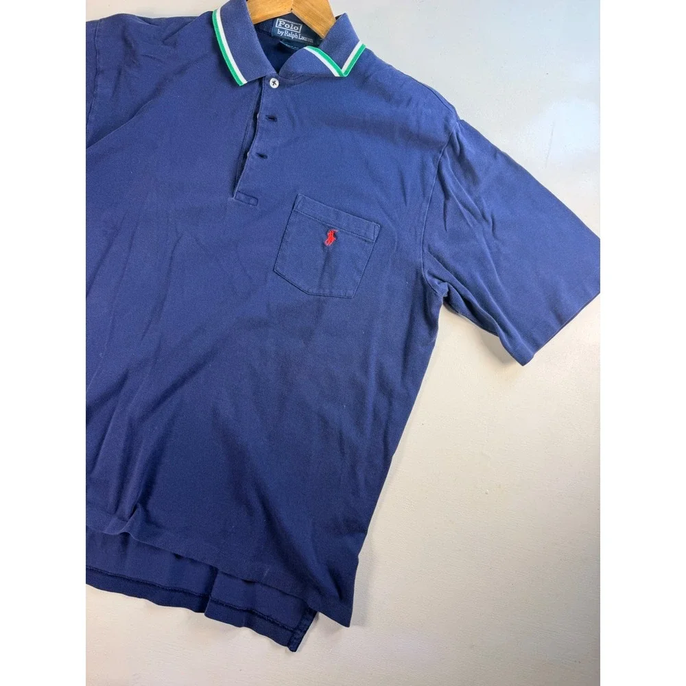 Polo Ralph Lauren Polo Shirt Mens Medium Blue Excellent Pima Cotton Golf Fit